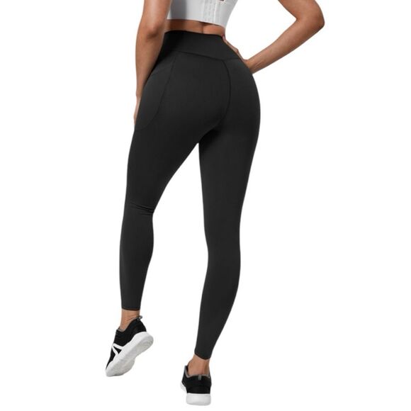 Size L (7/8 length) Halara High Waisted Crossover Pocket Workout Leggings in Bla - Picture 2 of 7